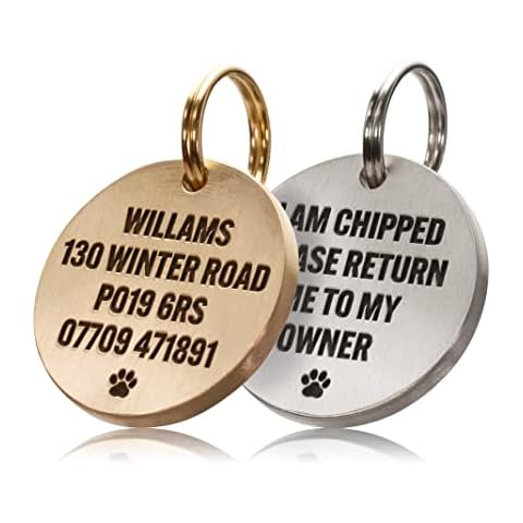 UKR Designs Personalised Brass or Stainless Steel Pet ID Tag Cover