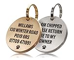 UKR Designs Premium Solid Brass & Stainless Steel Dog Tags – Chunky 3mm Thick – Deep Laser Engraved Double Sided Pet ID