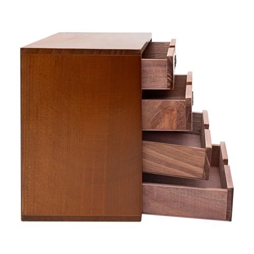 Haoxuesen Boîte De Rangement 4 Tiroirs Organisateur De Bureau Vintage Autoportant, Organisateur De Bijoux 24,5X17,5X24,5Cm, Convient Salons Chambres Coucher Bureaux Etc – vue 8