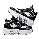 Creative: Le nostre scarpe da pattinaggio a rotelle sono state progettate specificamente per tutti gli amanti del pattinaggio a rotelle. Comode sneakers con ruote pop-up sono adatte per correre, camminare e pattinare. Non hai bisogno di più scarpe per sfruttare al meglio la vita. Fai una passeggiata o fare jogging, e quando sei pronto a pattinare, basta bloccare e sbloccare l'interruttore e ottenere le ruote rotolare e scivolare sulla tua strada.