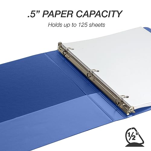 Image of Samsill Durable 0.5 Inch Binder, D Ring Binder, 100% Recycled Chipboard, Blue, 4 Pack