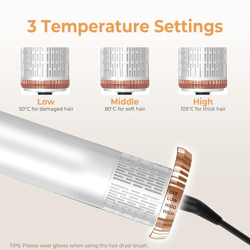 Image of 6 in ONE Hair Dryer Brush, Blow Dryer Curling Wand Hair Styling Tools Set, Ionic Hot Air Massage Oval Blowout Hair Dryer, Left&Right Hair Styler