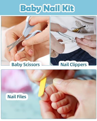 Lictin Kit Higiene Bebês, 15 PCS Health kit Recem Nascido Care Tesoura, Cortador, Lixa de unha, Pent