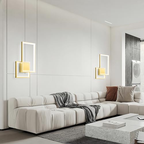 Image of Modern Gold Led Wall Sconce of Two 6000K Dimmable Wall lamp 36W Simple Aluminum Wall Fixture for Living Room Bedroom Hallway Stairs