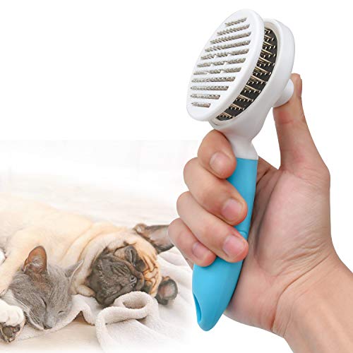 Pet Grooming Brush for Dogs and Cats, Self Cleaning Slicker Grooming Tool with Massage Particle, Removes Undercoat, Shedding Mats and Tangled Hair, Dander, Dirt