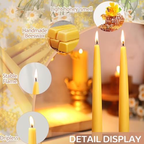 Image of Beeswax Taper Candles,Non-Toxic Bees Wax Candle Sticks for Home,8in,6 Pack