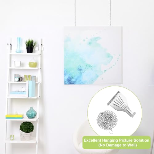 Image of Picture Rail Hooks and Chain, 6Pcs Hooks with 30CM Chains, Silver