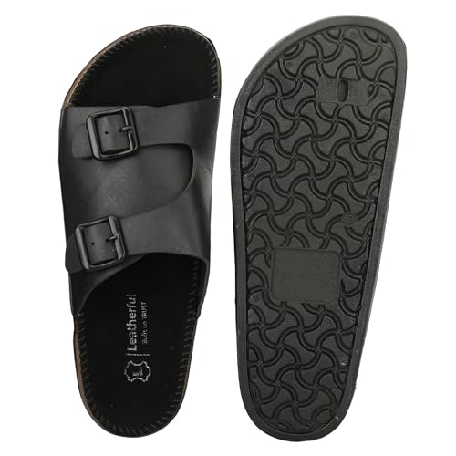 Image of Leatherful Men's premium leather slipper | Genuine Leather upper | Suede Leather Insole | PU sole | Stylish flip flop for men |