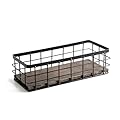 ROSE BLOOM Small Metal Wire Storage Basket, Decorative Wood Base Organizer Bins for Bathroom, Kitchen, Laundry Room, Pantry, Basket for Toilet Paper, Fruits, Spices (1 Pack)