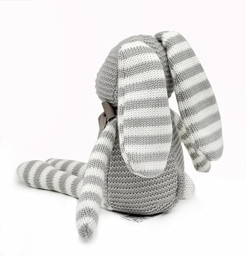FLUFFYFUN 100% Bio-Baumwolle Kuscheltier Baby Hase Grau 18cm - stofftier für Neugeborene