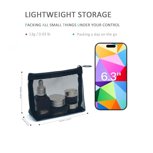 Image of Patu Zipper Mesh Bags, Beauty Makeup Cosmetic Accessories Organizer, Travel Toiletry Kit Set Storage Pouch, Multicolor, S, Widened (5 pcs)