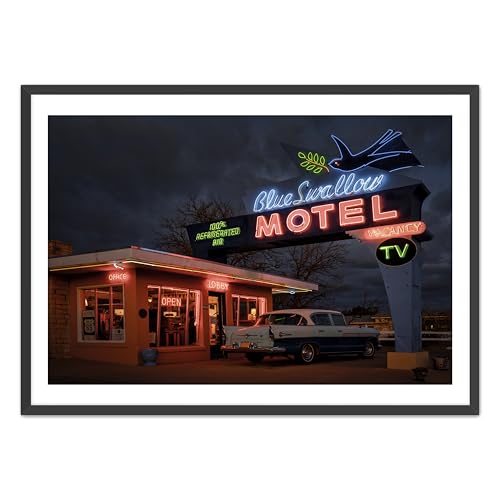 RGPA Blue Swallow Motel Route 66 Sign Photo Print, Wall Art, Home Decor, Americana, Mother Road, Historic Route 66, Vintage Motel, New Mexico, Travel Photography