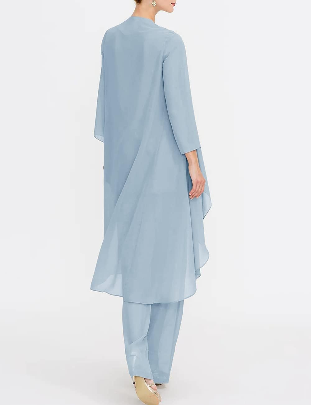 Zongqiven Chiffon Mother of The Bride Pant Suits Wedding 3Pcs Formal Outfit Set Evening Gown for Women - Image 3