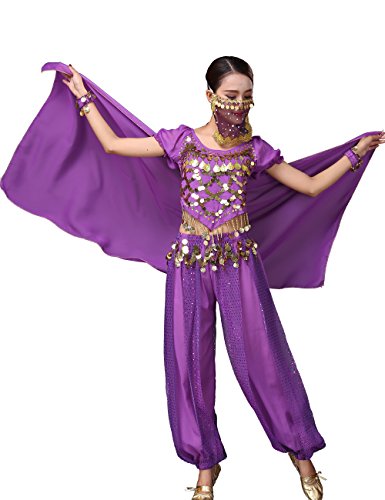 Astage Lady Belly Dancer Costume Halloweem Performance Wear All Sets Purple #TOP7