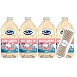 Ocean Spray White Cranberry Juice Drink 64 fl oz Plastic Bottles 4 Pack + 15 Sugarcane Disposable Straws by KOOL8SHOP Infinite Deals