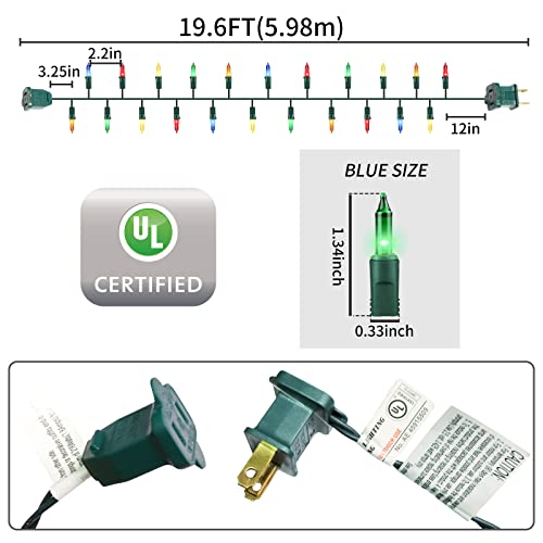 GLOWNOVA Green Wire,Multicolor,Incandescent Bulb 100 Mini String Lights for Indoor Christmas Tree Garland Birthday Wedding Party Festival Decoration