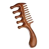 TECHPLUS Wide Tooth Wooden Comb – Natural Sandalwood Scalp Massager for Men Women Elderly,Hair Care & Relaxation Tool