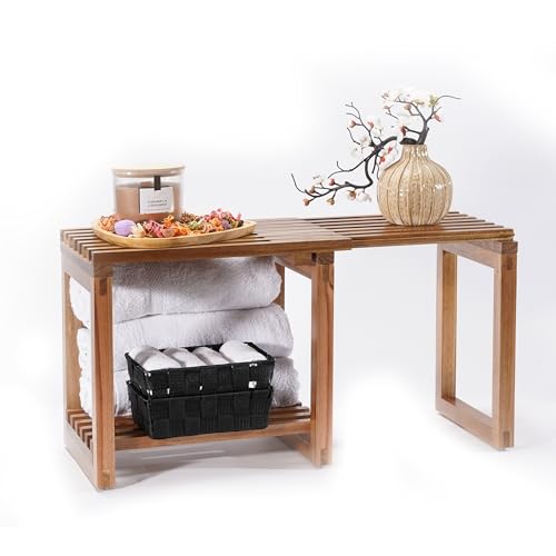 SVADA ausziehbarer Duschhocker aus Akazienholz