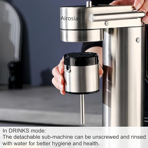 Image of Carbonates Any Drink-Airosia Soda Maker Machine-304 Stainless Steel Sparkling Water Maker, Carbonator Machine with BPA Free Bottles(1L+0.5L) (CO2 Carbonator NOT Included)
