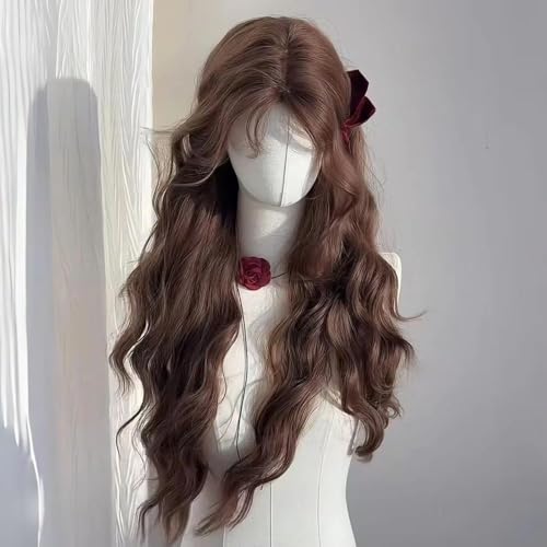 Perruque simulation couverture complète cheveux longs bouclés marron - 3