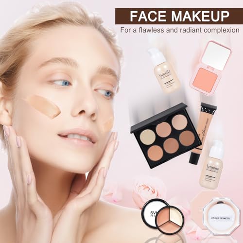 Tooaemis All In One Makeup Kit Makeup Kit For Women Full Kit Multipurpose Makeup ,Eyeshadow、 Liquid Foundation,Loose Powder,Eyebrow Pencil,4-Color Lip Gloss Set thumb #5