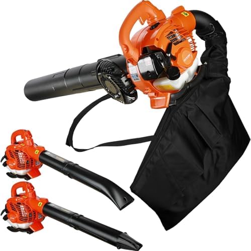 Leaf Vacuum Gas Powered with Bag, 26CC Gas Leaf Vacuum and Blower Combo, Cordless Handheld Leaf Blower Vacuum Mulcher for Yard Cleaning