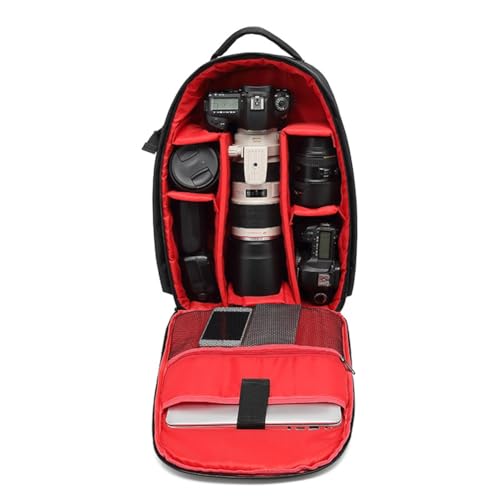 PAGJHRFJG Bolsa para Cámara SLR Lente Digital Mochila para Fotografía Al Aire Libre Tela Impermeable Bolsa Multifunción de Gran Capacidad Rojo