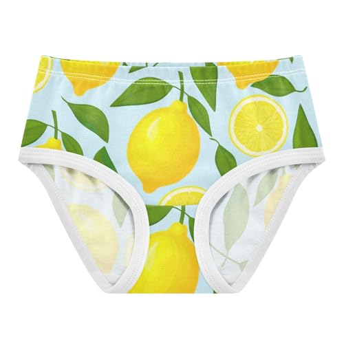 Girls Underwear Toddler 2t Cotton Panties Little Girl Pattern Briefs Undies Kids Sliced Yellow Lemons Light Blue