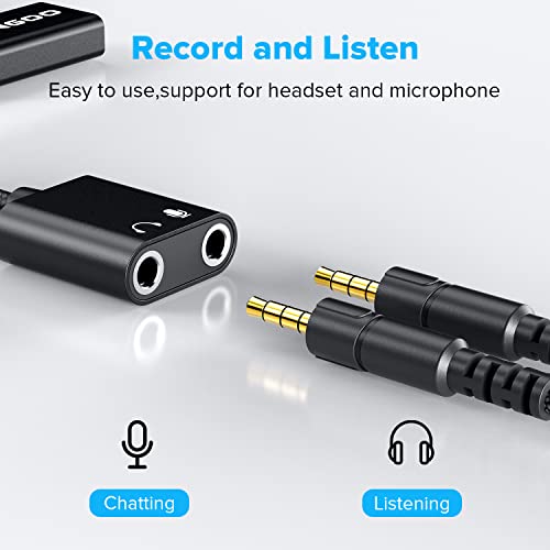 BENGOO USB Sound Card Adapter,USB Audio Adapter 3.5mm Jack,External Sound Card with Dual TRS Headphone and Microphone Jack for Windows Mac Linux PC Laptops Desktops PS4 Headsets, Black - Thumbnail 4