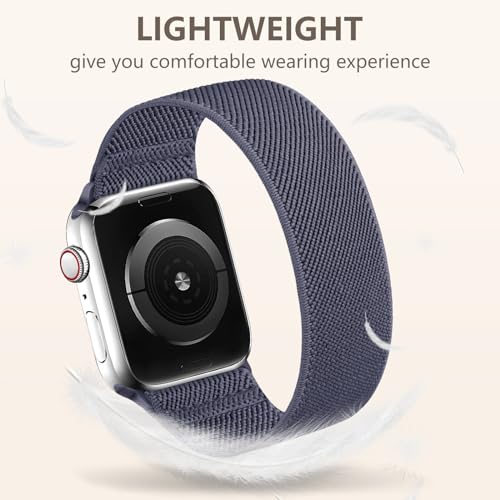 Stretchy Solo Loop Bands Compatible with Apple Watch Band 38mm 40mm 41mm 42mm for Women Men, Soft Nylon Elastic Sport Replacement Strap for iWatch Series 11 10 9 8 7 6 5 4 3 2 1 SE 3/2/1, Bluegray S by Getino - Used condition - Image 5