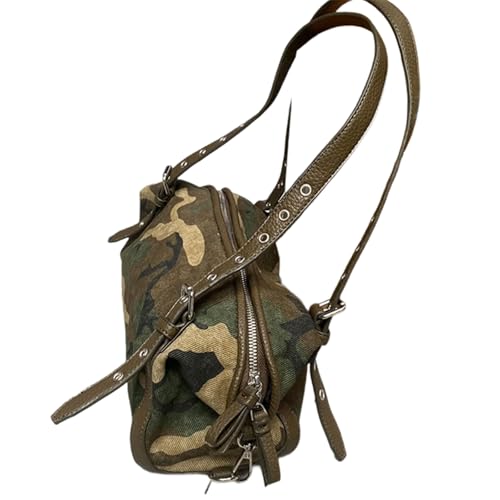 Sac à bandoulière en toile kaki camouflage résistant avec poches