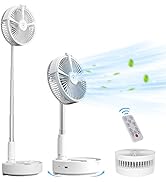 Portable Desk Fan with Remote Stand Fan Oscillating Fan 41inch Adjustable Height, 7200mAh Battery...