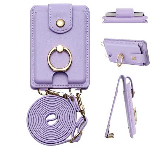 Cartera para teléfono impermeable con tarjetero y cordón morado