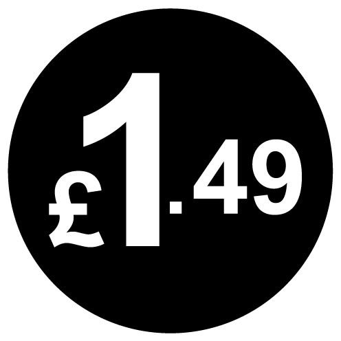 £ Black Price Stickers - 20mm, £1.49, 1000 — image 1