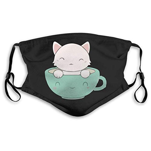 Preisvergleich Produktbild Kawaii Cute Coffee Cat Mundschutzmaske Kreative Gesichtsmasken für Skifahren Camping,20x15cm