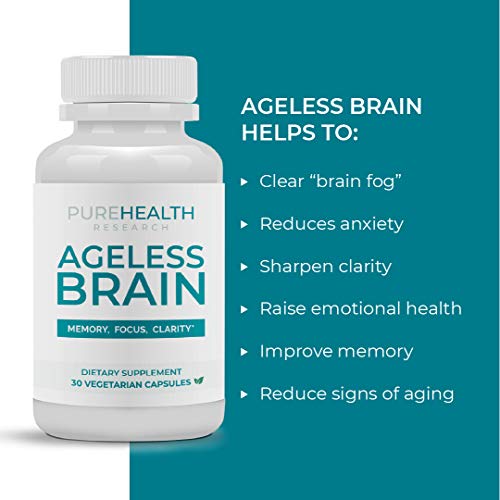Ageless Brain by PureHealth Research - Memory, Focus & Clarity. Doctor Formulated, Brain Supplement for Healthier Brain, Sharper Mind & Clearer Thinking - 30 Capsules - Thumbnail 3