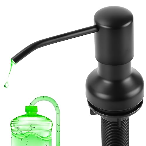 Image of Soap Dispenser for Kitchen Sink, Sink Soap Dispenser with Longer Threaded Shaft Shank, 47 inch Extension Tube Connects Directly to Dish Soap Container, Wider Pump Head Base (Black)