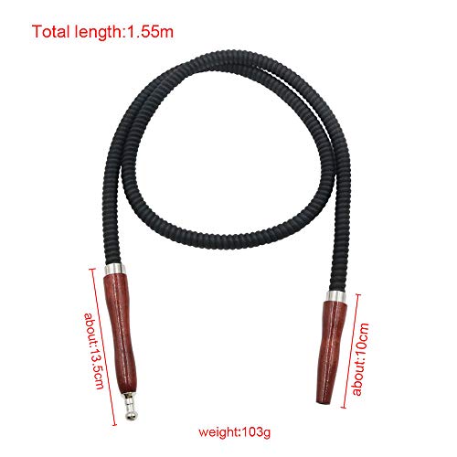 HW Wasserpfeife aus Leder, waschbar, Holzgriff, 150 cm, 1 Stück (schwarz) – Bild 7