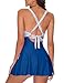 MFAVIP One Piece Swimsuit Women Tummy Control Swim Dress Sexy Criss Cross Tie Back Bathing Suit Blue Striped