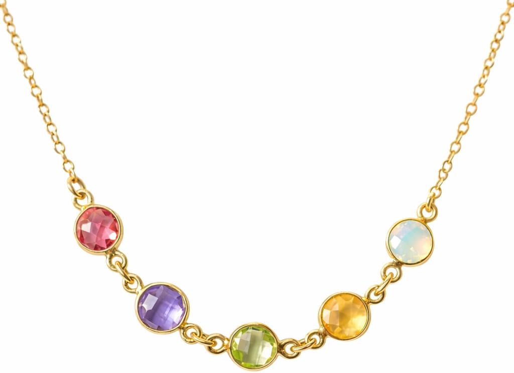 Personalized Family Birthstone Necklace for Mom or Grandma, 1-10 Stones 6mm