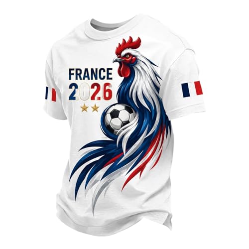 Générique Maillot France 2026 Homme – Maillot de Foot France avec Coq Gaulois, Haut Décontracté Style Fan Respirant pour Supporter Équipe de France...