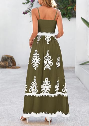 Image of PRETTYGARDEN Women's Summer Boho Maxi Dress Floral Sundresses | Spaghetti Strap, Sleeveless, Smocked Bodice, A-Line Long Flowy, Lightweight Soft, Wedding Guest Party, Beach Vacation Outfits