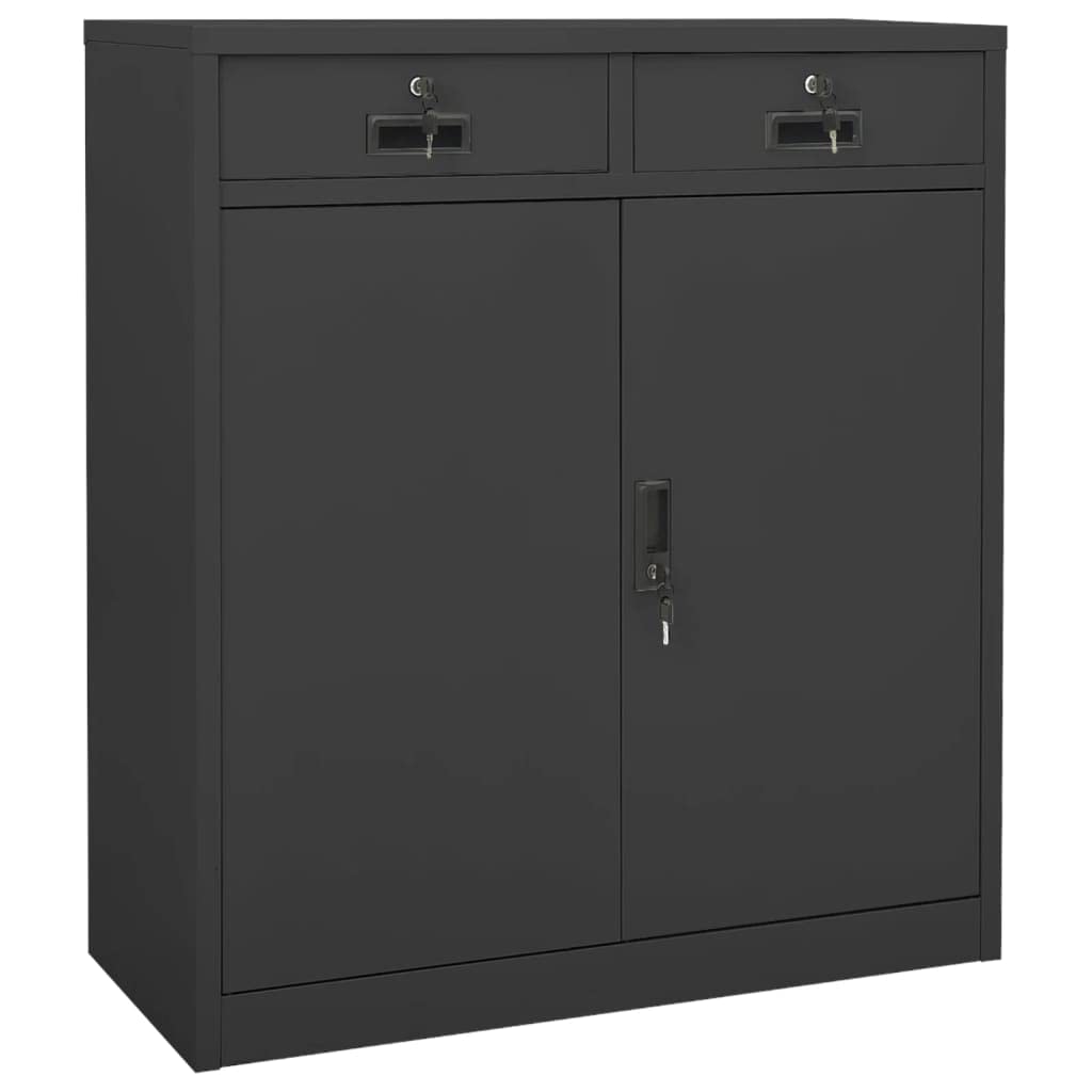 Armadio da ufficio, autoportante, in metallo, per aziende, ufficio, scuola, antracite, 90 x 40 x 102 cm