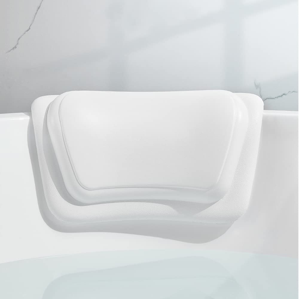 Lonkenn Almohada Bañera, Almohadas de Baño con Ventosas, Almohada Bañera Ergonómica, Waterproof Bath Headrest Bathtub para Todas Las Bañeras, SPA en Casa Bañera de Hidromasaje-Blanco