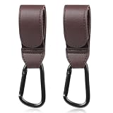 WeddHuis 2 Pcs Kinderwagen Haken Clips Leder Kinderwagen Taschenhalter...
