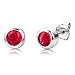 Produktbild ByJoy Damen-Ohrstecker 925 Sterling- Silber Rundschliff Rot Rubin