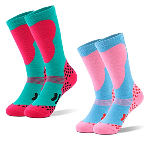 Tofern 2 Paare Skisocken Kinder Warme Thermo Jungen Mädchen Schneesocken Outdoor Socken Skating Wandern Winter