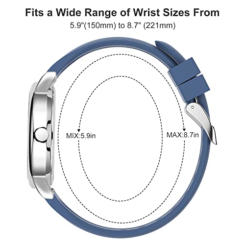 Golden Hour Waterproof Nurse Watch For Medical Professionals, Students Women Men - Military Time Luminouse Easy Read Dial, 24 Hour With Second Hand, Colorful Silicone Band Navy Blue #TOP4
