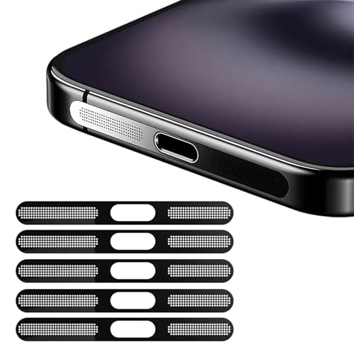 BelleVive 5-pak pyłoszczelnych naklejek siatkowych do iPhone 16 Pro / 16 Pro Max, zintegrowana ochrona portu ładowania i głośnika, ochrona przed kurzem, metalowa siatka na głośnik