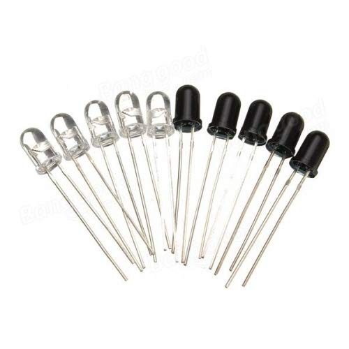 CentIoT - 10PCs 5 Pairs 5mm Universal LED IR Infrared Emitter Emission and Receiver Diode 940NM 850NM 5MM diodes IR lamp